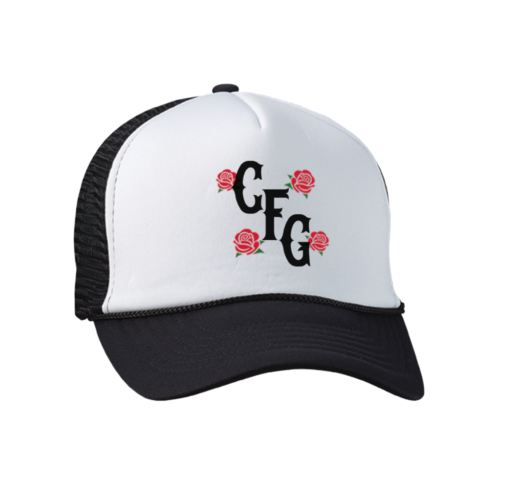 CFG Roses Trucker Hat - Black/White